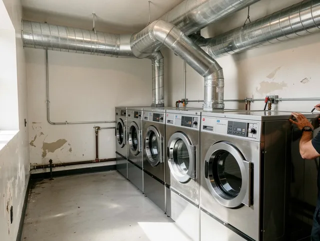 Loma Linda Dryer Vent Cleaning team performing large-scale commercial dryer vent cleaning in Loma Linda