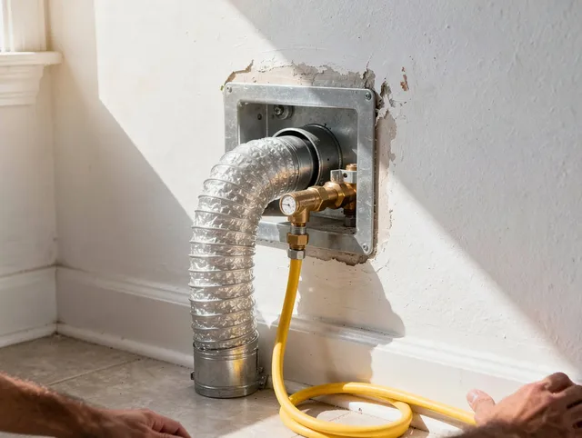 Loma Linda Dryer Vent Cleaning certified technician performing specialized gas dryer vent cleaning in Loma Linda